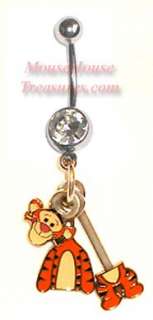 DISNEY DANCING TIGGER 3 PC MOVABLE DANGLE BELLY RING  