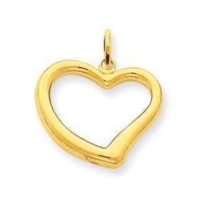 14k Gold Open Heart Charm Jewelry