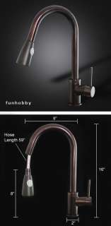 New 16 Oil Rubbed Bronze Kitchen Sink Faucet Pull Out Down Spray 