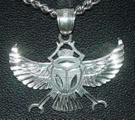 Egyptian Pendant Charm Sterling silver .925 SCARAB BEETLE Symbol Egypt 