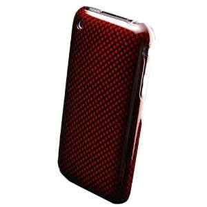   Ruby Red   Carbon Fiber shell   iPhone 3G/S case with screen protector