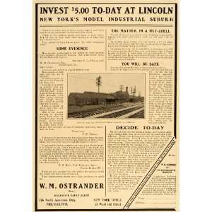 1906 Vintage Ad Lincoln NY Real Estate Suburb Ostrander   Original 