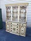 49957 SAGINAW PAINT DECORATED BUBBLE GLASS CHINA CABINET WITH DESK