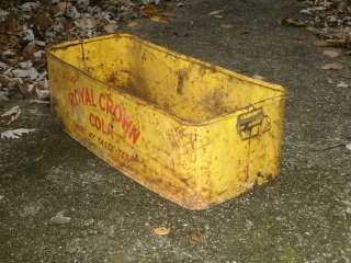 Vintage ROYAL CROWN COLA Drink Yellow & Red Metal Carrying Box  