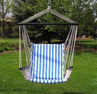 Deluxe Blue and White Hanging Hammock Sky Swing Chair  