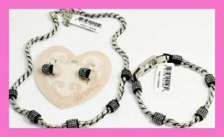 Brighton MERIDIAN Black Silver Necklace Bracelet Earrings Set NWT 