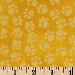   Stripey Tiger Paws Yellow Fabric By The Yard Arts, Crafts & Sewing