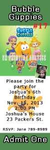 Birthday Invitations Bubble Guppies Thank U Cards Candy Wrap Sticker 