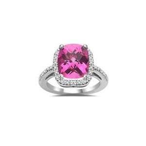   Diamond & 6.21 Cts Mystic Pink Topaz Womens Ring in 14K White Gold 6.5