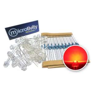   Wide Angle Red Straw Hat LED w/ Resistors (Pack of 30) Electronics