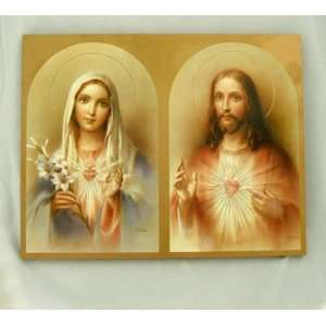 Sacred Heart of Jesus / Immaculate Heart of Mary plaque   7.75 x 9.75 
