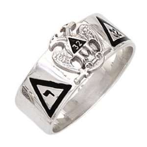  Mens Sterling Silver Masonic Freemason Scottish Rite Ring 