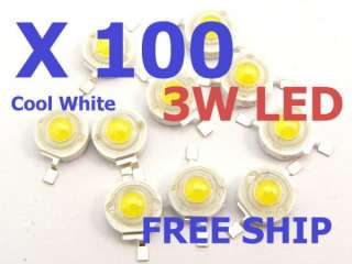   100 x 3W LED COOL White Lamp Light High Power Chip 160 Lumen D2  