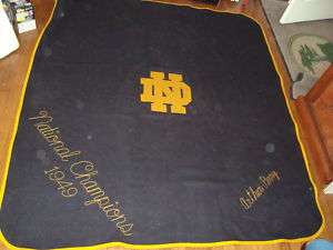 1949 Notre Dame Football Monogram Blanket Natl Champs  
