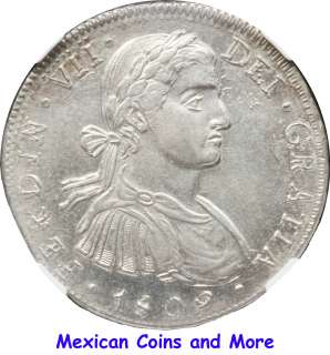 Mexico 8 Reales Mo 1809 T.H. Ferdinand VII, NGC AU55.  