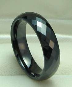 MEN 6mm Faceted Black CERAMIC WEDDING BAND ring size 10  