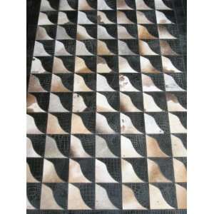  Rectangular Hair On Cowhide Leather Patch Work Rug Carpet 