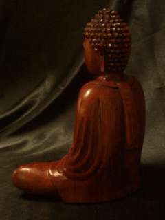 Wood Carving Seated Altar Wooden Meditating Buddha  