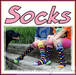 BOOAK Boutique GIRL Soccer Knee Socks Rainbow Stripe Dot Star Cotton 