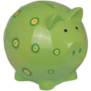 Cute Green Piggy Bank With Spots Design Collection Decoration  