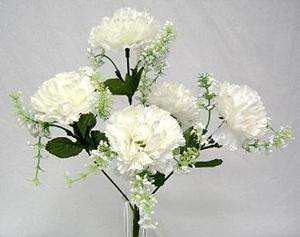 60 OFF WHITE Carnations Wedding Bridal Bouquet Silk Flowers Bush 