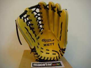 ZETT Gran Status 12.75 Baseball Glove Yellow RHT I Web  