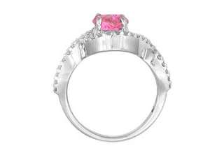 37cttw Pink Sapphire & Diamond Ring in 14K White Gold.  