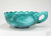 Imperial Glass Jade Green Slag Pansy Nappy  