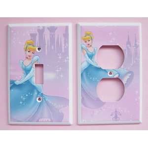 2pc New Handcrafted Disney Princess Cinderella Light Switchplate w 