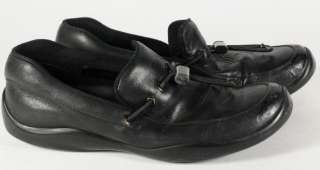 Prada Black Leather Elastic Drawstring Slip On Loafers Size 8  