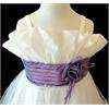 White Purple Pageant Wedding Flower Girls Dress Gown Size 4 Age 3 5 