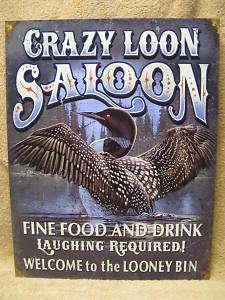 Crazy Loon Salon Tin Metal Sign Decor Crazy Duck FUNNY  