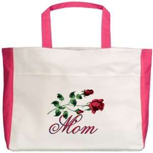  Beach Tote Fuchsia Mom with Roses for Mothers Day 