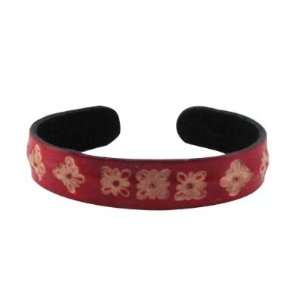  Red Leather Wild Tribe Flower Wrist Band   Cuff Jewelry