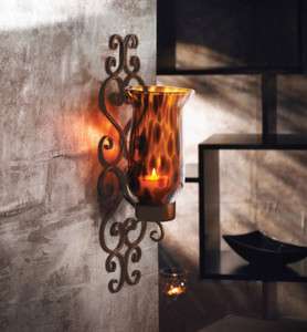 American Atelier Tortoise Glass & Metal Lighting Wall Sconce New 