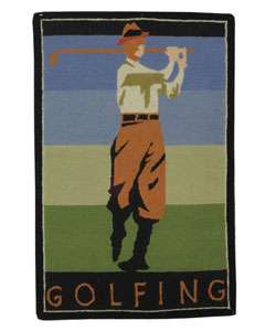 Handmade Vintage Golf Poster Wool Rug (2 x 3)  