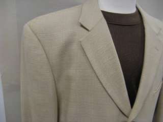   Loriano Cream Window Pane Super 100s Wool Blazer Sportscoat $199
