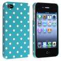 Blue with White Dot Snap on Rubber Coated Case for Apple iPhone 4/ 4S 