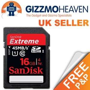 SANDISK 16GB EXTREME SDHC MEMORY CARD HD CLASS 10 00619659062224 