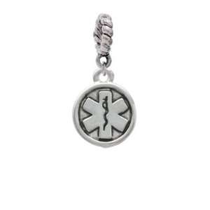 Silver Round EMT Sign   2 D Silver Plated European Charm Dangle Bead 