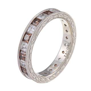 Tacori IV Platinum/ Silver Brown and Clear CZ Epiphany Eternity Band 