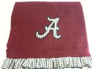 Alabama Fleece Appliquéd Throw Blanket With Houndstooth Ruffle  