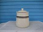mccoy pottery stonecraft jar with lid almond with brown stripes 