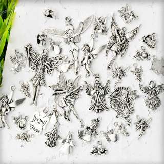   Antique Silver Dancing Angel Fairy With Wing Charm Pendant TS0621