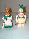 Corn and Pineapple Head Salt & Pepper Shaker Set Ceramic Woman Vintage 