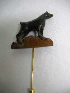 VINTAGE Hand Carved Wood Doberman Pincher Dog Stick Pin   Really Cool 