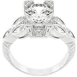 Sterling Silver Vintage inspired Cubic Zirconia Ring  