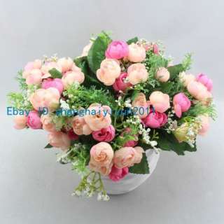   Colors Silk Roses Buds Wedding Bouquet Artificial Flowers F36  