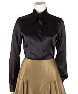 Dolce & Gabbana Midnight Navy Silk Button Blouse  