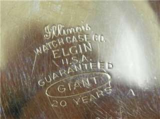Old Vtg Octagon Elgin Pocket Watch Illinois Case Gold Filled Double 
